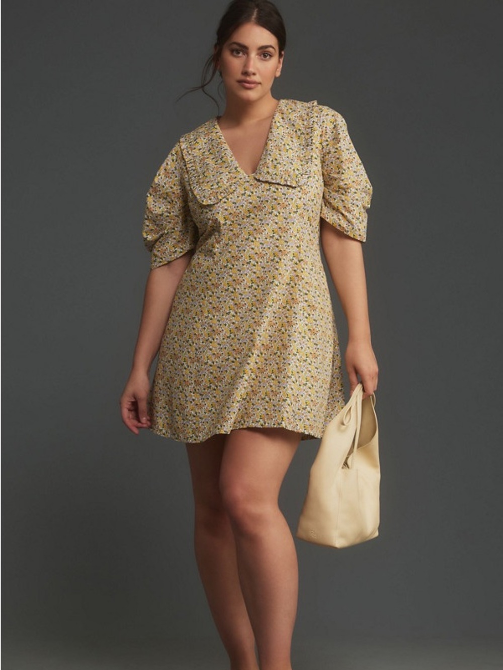Anthropologie Grandmillenial Short Sleeve Collared Floral Printed Mini Dress 18W